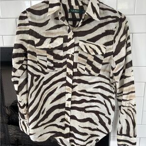 Lauren Ralph Lauren Zebra Print Blouse - Brown and Cream